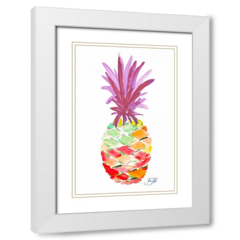 Punchy Pineapple I White Modern Wood Framed Art Print with Double Matting by DeRice, Julie