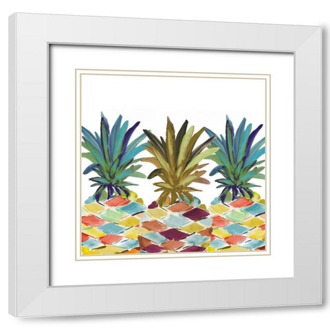 Pumped Up Pineapples White Modern Wood Framed Art Print with Double Matting by DeRice, Julie