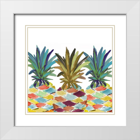 Pumped Up Pineapples White Modern Wood Framed Art Print with Double Matting by DeRice, Julie