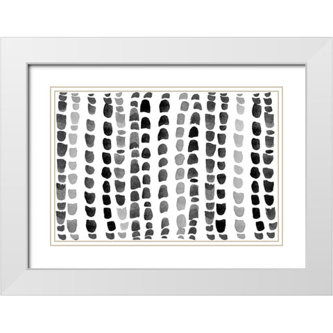 Black and Gray Raindrops White Modern Wood Framed Art Print with Double Matting by Coolick, Ann Marie