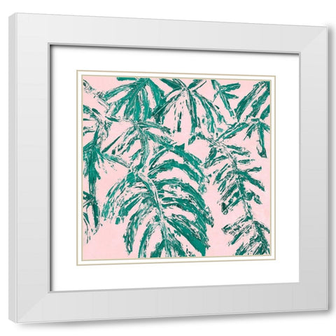Teal Tropicalo Garden White Modern Wood Framed Art Print with Double Matting by Coolick, Ann Marie