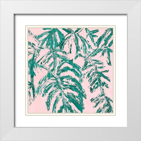 Teal Tropicalo Garden White Modern Wood Framed Art Print with Double Matting by Coolick, Ann Marie