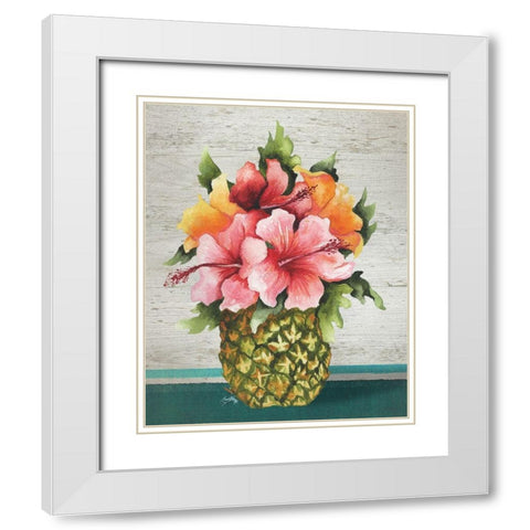 Tropical Bouquet White Modern Wood Framed Art Print with Double Matting by Medley, Elizabeth