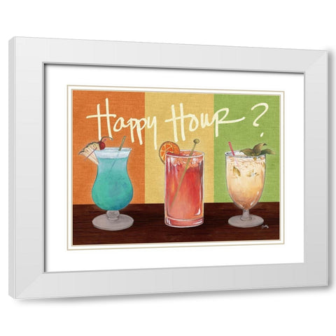 Happy Hour Drinks White Modern Wood Framed Art Print with Double Matting by Medley, Elizabeth