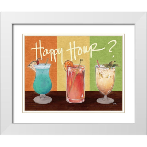 Happy Hour Drinks White Modern Wood Framed Art Print with Double Matting by Medley, Elizabeth