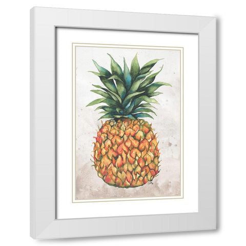 Tropic Pineapple White Modern Wood Framed Art Print with Double Matting by Medley, Elizabeth