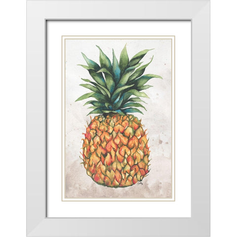 Tropic Pineapple White Modern Wood Framed Art Print with Double Matting by Medley, Elizabeth