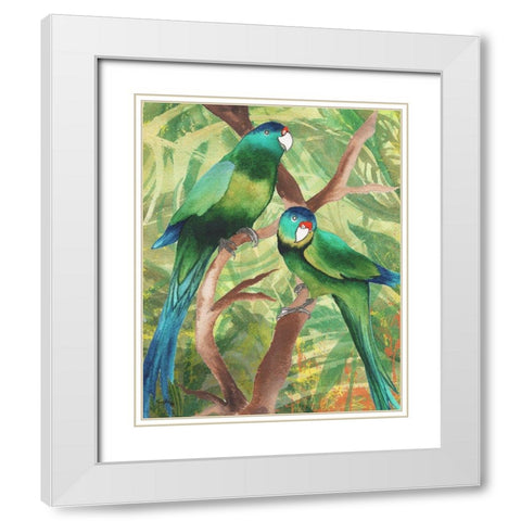 Tropical Birds II White Modern Wood Framed Art Print with Double Matting by Medley, Elizabeth