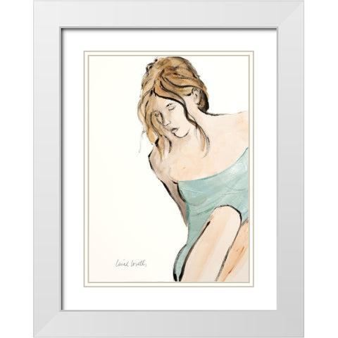 Contemplative Woman II White Modern Wood Framed Art Print with Double Matting by Loreth, Lanie