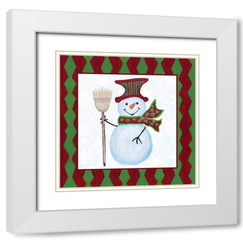 Snowman Zig Zag Square IV White Modern Wood Framed Art Print with Double Matting by Ritter, Gina