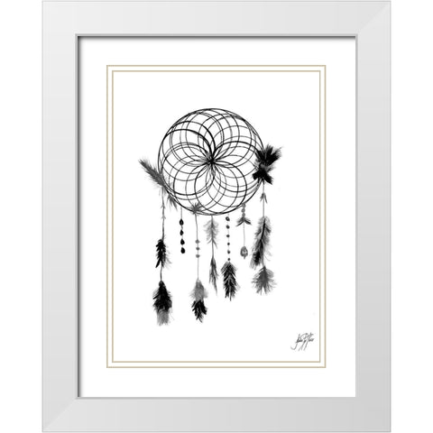Dark Midnight Dream Catcher II White Modern Wood Framed Art Print with Double Matting by DeRice, Julie