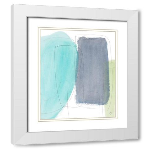Teal and Grey Abstract I White Modern Wood Framed Art Print with Double Matting by Loreth, Lanie