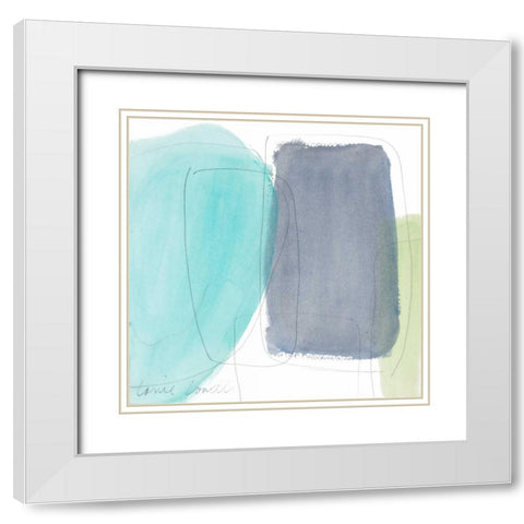 Teal and Grey Abstract I White Modern Wood Framed Art Print with Double Matting by Loreth, Lanie