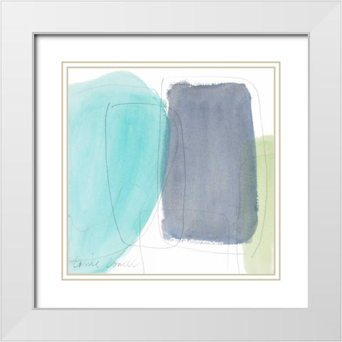 Teal and Grey Abstract I White Modern Wood Framed Art Print with Double Matting by Loreth, Lanie