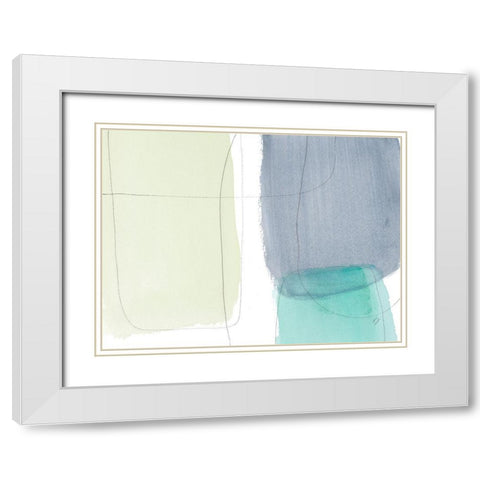 Teal and Grey Abstract II White Modern Wood Framed Art Print with Double Matting by Loreth, Lanie