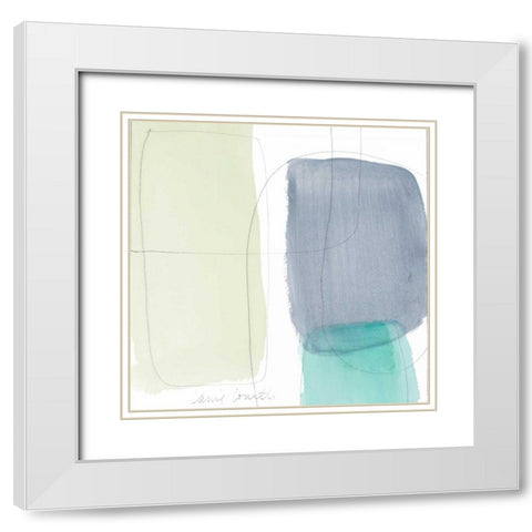 Teal and Grey Abstract II White Modern Wood Framed Art Print with Double Matting by Loreth, Lanie