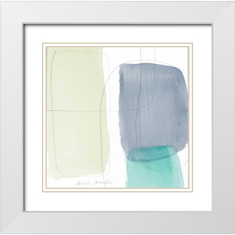 Teal and Grey Abstract II White Modern Wood Framed Art Print with Double Matting by Loreth, Lanie