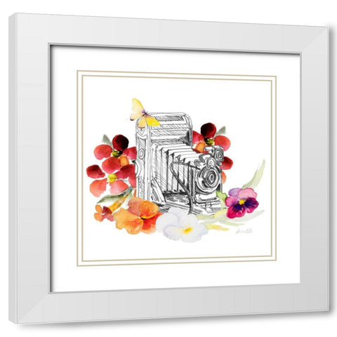 Camera Sketch on Fall Floral I White Modern Wood Framed Art Print with Double Matting by Loreth, Lanie
