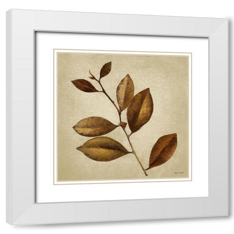 Antiqued Leaves II White Modern Wood Framed Art Print with Double Matting by Loreth, Lanie