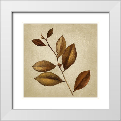 Antiqued Leaves II White Modern Wood Framed Art Print with Double Matting by Loreth, Lanie