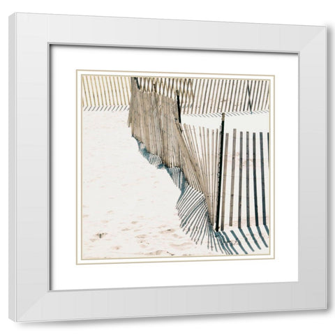 Beach Fence I White Modern Wood Framed Art Print with Double Matting by Biscardi, Nicholas