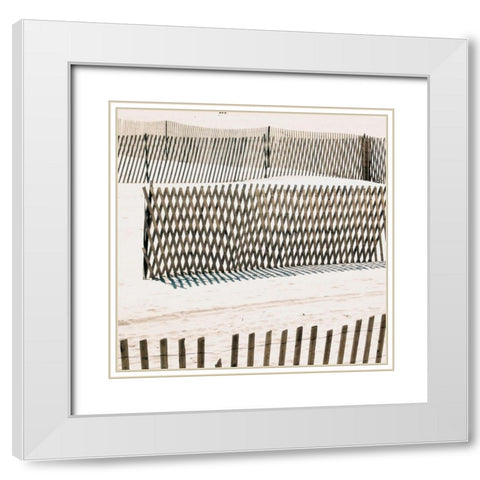 Beach Fence II White Modern Wood Framed Art Print with Double Matting by Biscardi, Nicholas