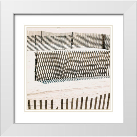 Beach Fence II White Modern Wood Framed Art Print with Double Matting by Biscardi, Nicholas