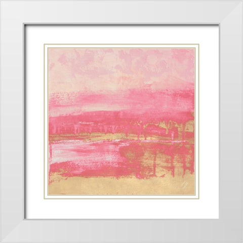 Rose Gold Abstract White Modern Wood Framed Art Print with Double Matting by Loreth, Lanie