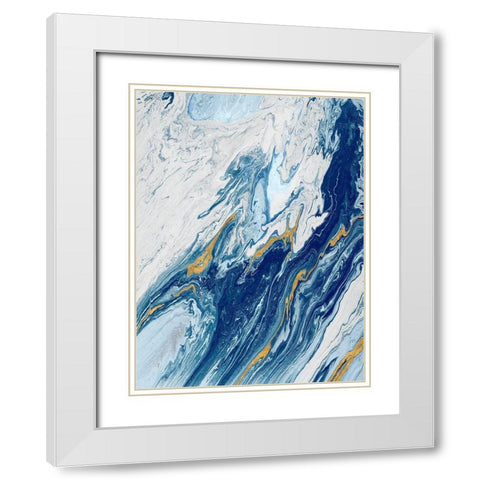 Beach Blue Waves White Modern Wood Framed Art Print with Double Matting by Mercado, M.