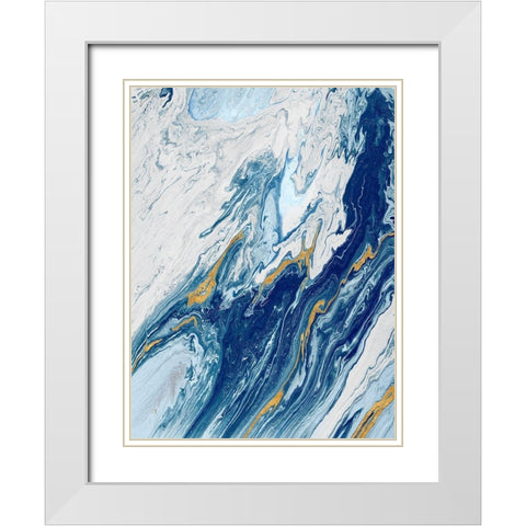 Beach Blue Waves White Modern Wood Framed Art Print with Double Matting by Mercado, M.