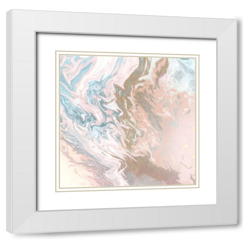 Elegant Pink Agate White Modern Wood Framed Art Print with Double Matting by Mercado, M.