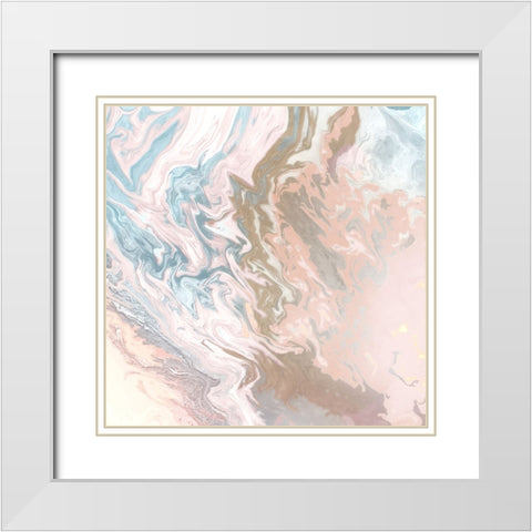 Elegant Pink Agate White Modern Wood Framed Art Print with Double Matting by Mercado, M.