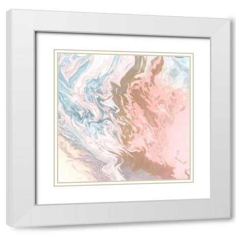 Soft Pink Agate White Modern Wood Framed Art Print with Double Matting by Mercado, M.