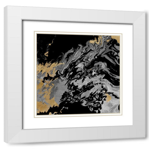 Touch of Gold White Modern Wood Framed Art Print with Double Matting by Mercado, M.