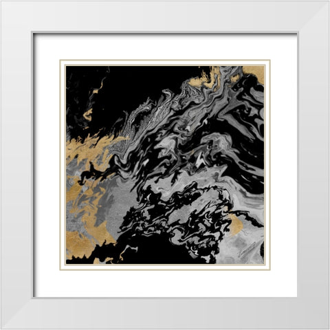 Touch of Gold White Modern Wood Framed Art Print with Double Matting by Mercado, M.