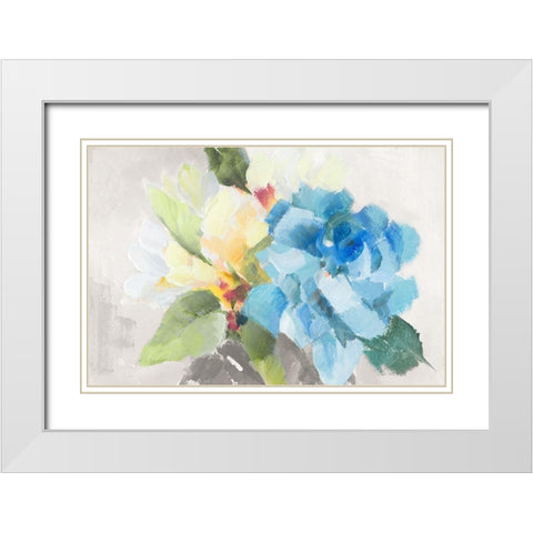 Mid Summer Bloom Blues I White Modern Wood Framed Art Print with Double Matting by Loreth, Lanie