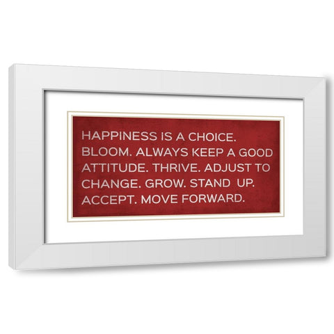 Happiness Is A Choice White Modern Wood Framed Art Print with Double Matting by SD Graphics Studio