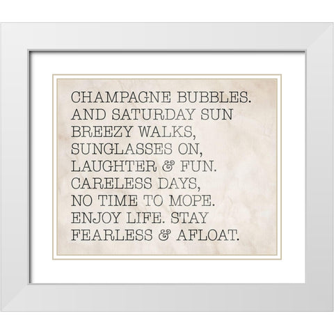 Champagne Bubbles White Modern Wood Framed Art Print with Double Matting by SD Graphics Studio
