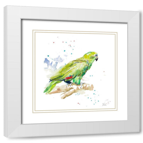 Amazon Parrot III White Modern Wood Framed Art Print with Double Matting by Pinto, Patricia