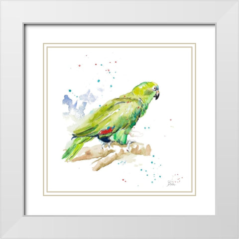 Amazon Parrot III White Modern Wood Framed Art Print with Double Matting by Pinto, Patricia