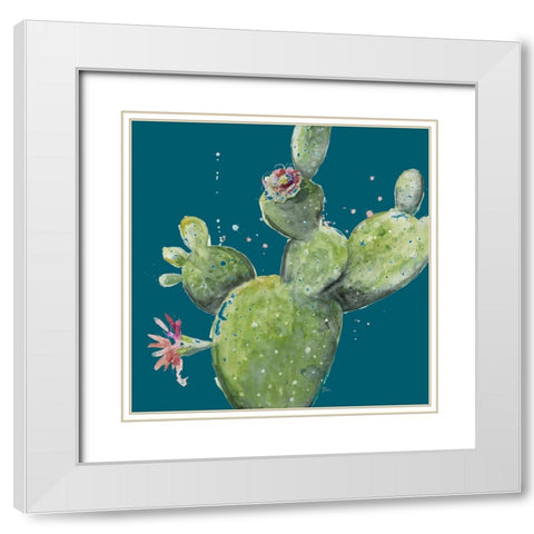 Natural Desert Cactus On Blue I White Modern Wood Framed Art Print with Double Matting by Pinto, Patricia
