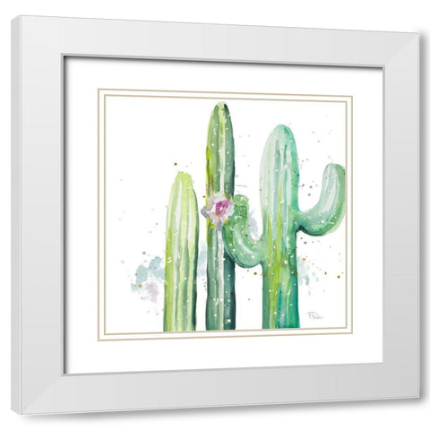 Desert Cactus White Modern Wood Framed Art Print with Double Matting by Pinto, Patricia