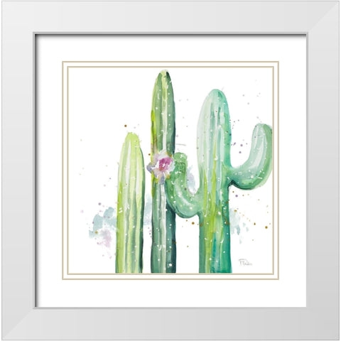 Desert Cactus White Modern Wood Framed Art Print with Double Matting by Pinto, Patricia