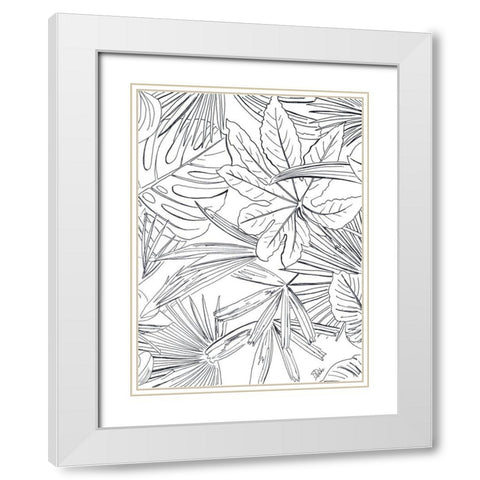 Tropical Leaves White Modern Wood Framed Art Print with Double Matting by Pinto, Patricia