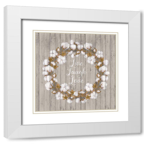 Cotton Wood Wreath White Modern Wood Framed Art Print with Double Matting by Metz, Andi