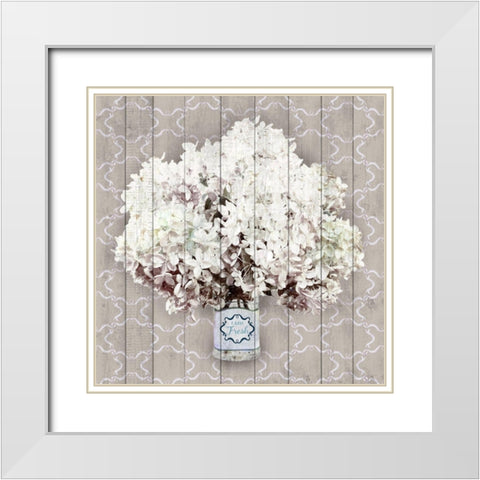 Hydrangia II White Modern Wood Framed Art Print with Double Matting by Metz, Andi