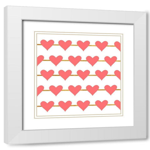 Hearts on Strings White Modern Wood Framed Art Print with Double Matting by SD Graphics Studio
