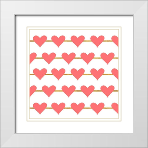 Hearts on Strings White Modern Wood Framed Art Print with Double Matting by SD Graphics Studio