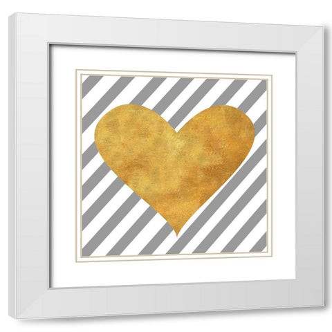 Loving Stripes White Modern Wood Framed Art Print with Double Matting by SD Graphics Studio