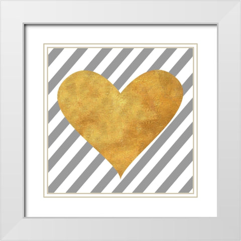 Loving Stripes White Modern Wood Framed Art Print with Double Matting by SD Graphics Studio
